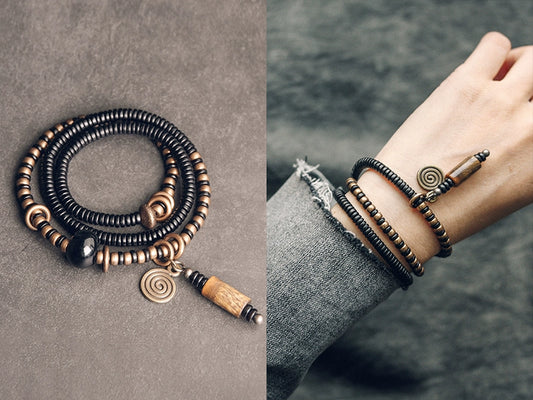 時根坊黑檀木多層手鏈