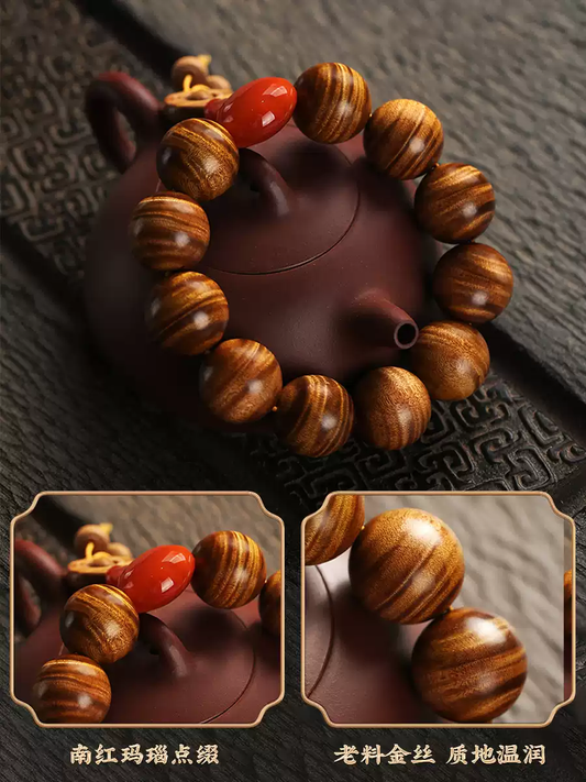 時根坊金絲楠木佛珠手串四川陰沉木0.8cm*108顆