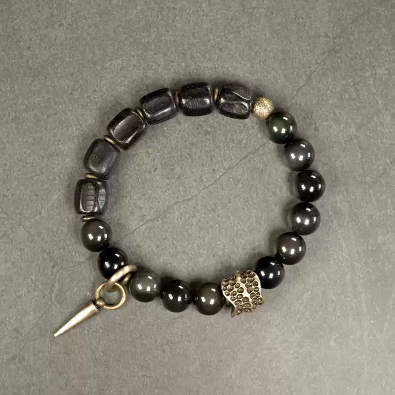 時根坊復古原創手工紋理黑檀木手串