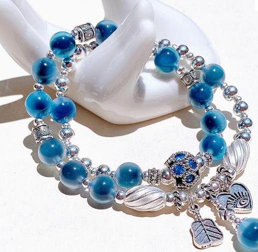 時根坊天然藍糖心瑪瑙 手串(14-20cm)