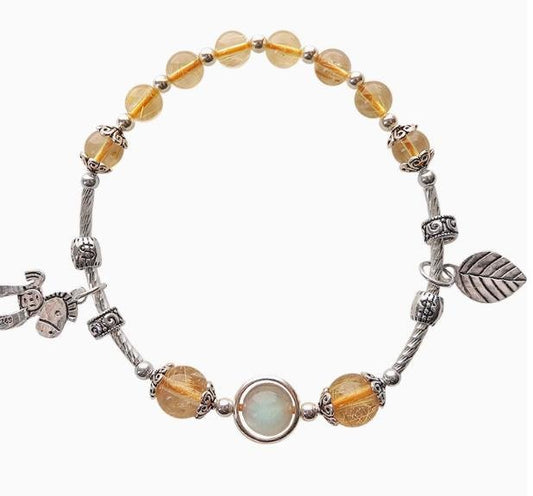 時根坊招財天然金髮晶灰月光石 手串(14-20cm)