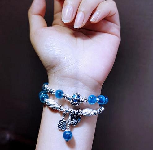 時根坊天然藍糖心瑪瑙 手串(14-20cm)