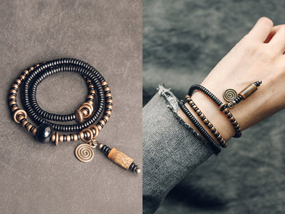 時根坊黑檀木多層手鏈