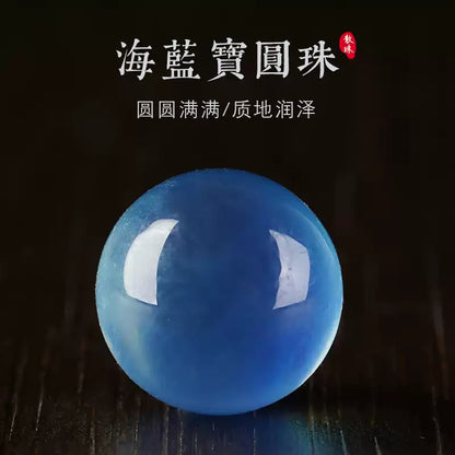 時根坊天然冰種收藏級海藍寶散珠魔鬼藍單珠