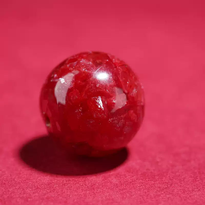 時根坊收藏級正品天然硃砂原礦晶體砂散珠