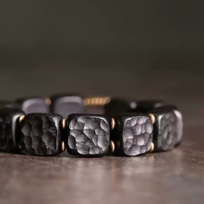 時根坊曲尾花黑檀手串粗面質感復古手鏈