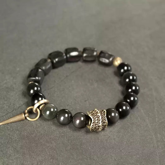 時根坊復古原創手工紋理黑檀木手串