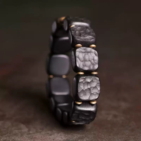 時根坊曲尾花黑檀手串粗面質感復古手鏈