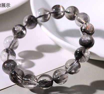 時根坊高純天然黑银钛晶手珠12mm