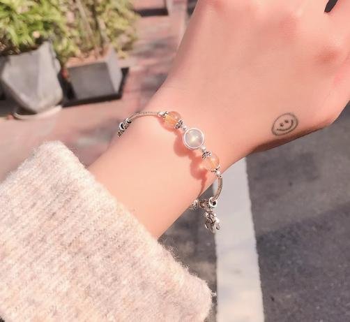 時根坊招財天然金髮晶灰月光石 手串(14-20cm)