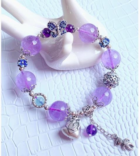 時根坊收藏級天然薰衣草紫水晶 手串(14-20cm)