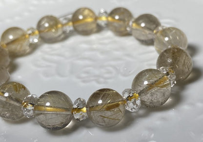 時根坊天然金髮晶鈦晶珠鍊手鍊14mm